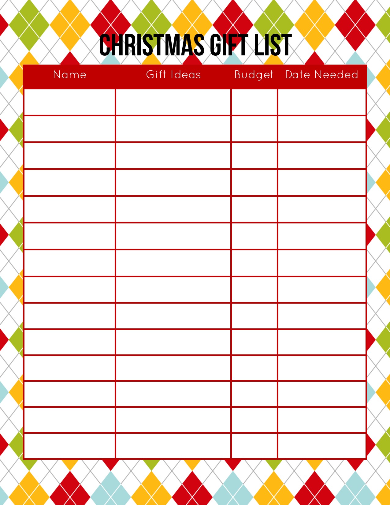 2015 Christmas Planner Free Printable Download